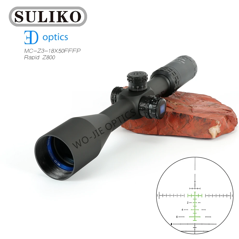 

SULIKO3-18×50 FFP Riflescope Adjustable Green Red Dot Hunting Light Tactical Scope Reticle Optical Rifle Scope