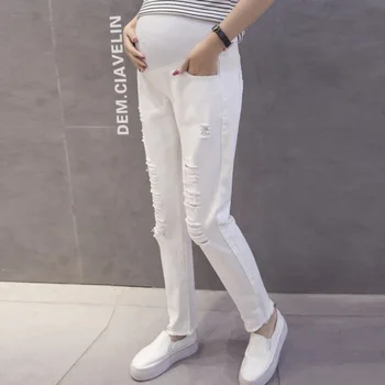 

Hole Jeans Maternity Pants For Pregnant Women Pregnancy Denim Jeans Clothes Maternity Belly Pants Trousers Pregnancy Overal Y703