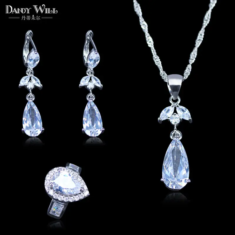 Комплект женских украшений из серег подвески ожерелья и кольца|jewelry sets earrings|jewelry
