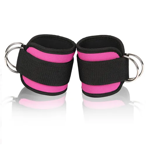 1 пара лодыжки манжеты d-кольцо лодыжки ремень для кабельных машин и Эспандеры для тяжелой атлетики ноги тренажерный зал стрейч тренировки - Цвет: Розовый