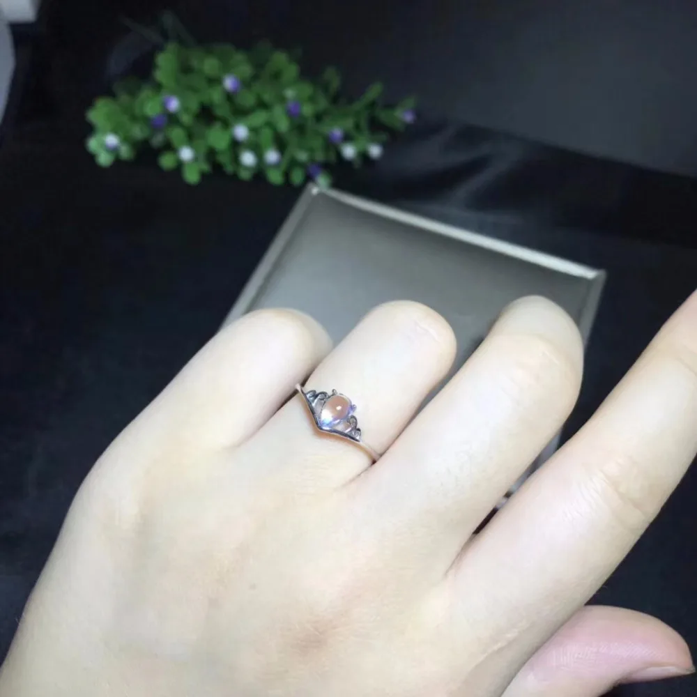 Uloveido кольцо из натурального лунного камня искусственное серебро размер 4 14