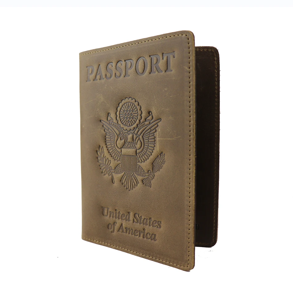 Американский чехол для паспорта из натуральной кожи с блокировкой