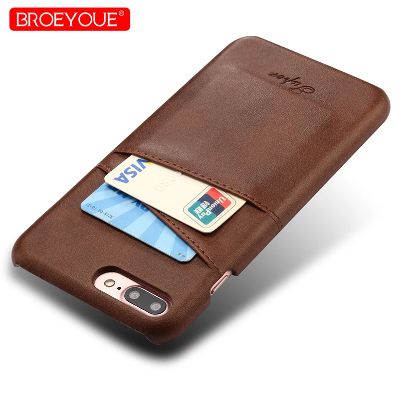 

For iPhone 7 Plus Real Leather Luxury Case For iPhone 6S Plus 7 8 Plus Card Cover Retro Vintage Back Protective Cover Card Cases