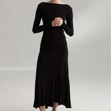 Женская однотонная Высококачественная Асимметричная трикотажная юбка Новая мягкая Вискозная юбка длиной до пола с высокой талией Женская