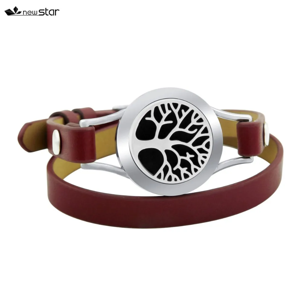 NS-BS079-6 Diffuser Leather Locket Bracelet_