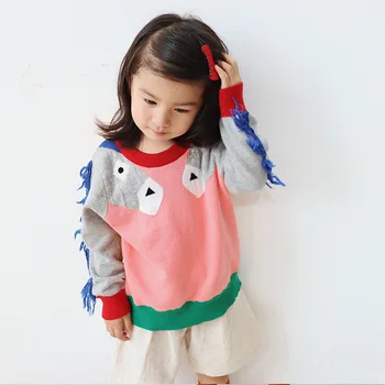 

New 2018 Autumn Winter Baby Cotton Sweater Girl Sweater Pony Pattern Tassel Children Knitted Tops Basic Toddler Coat,33362