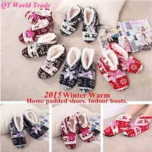 New Women’s Winter Warm Cotton-padded Shoes Soft Bottom Non-slip Lndoor Boots Snowflake Deer Indoor Home Shoes Plush Warm Shoes
