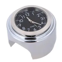 유니버설 7/8 "방수 크롬 오토바이 핸들 바 석영 시계 시계 알루미늄 빛나는 시계 모토 블랙 액세서리(China)