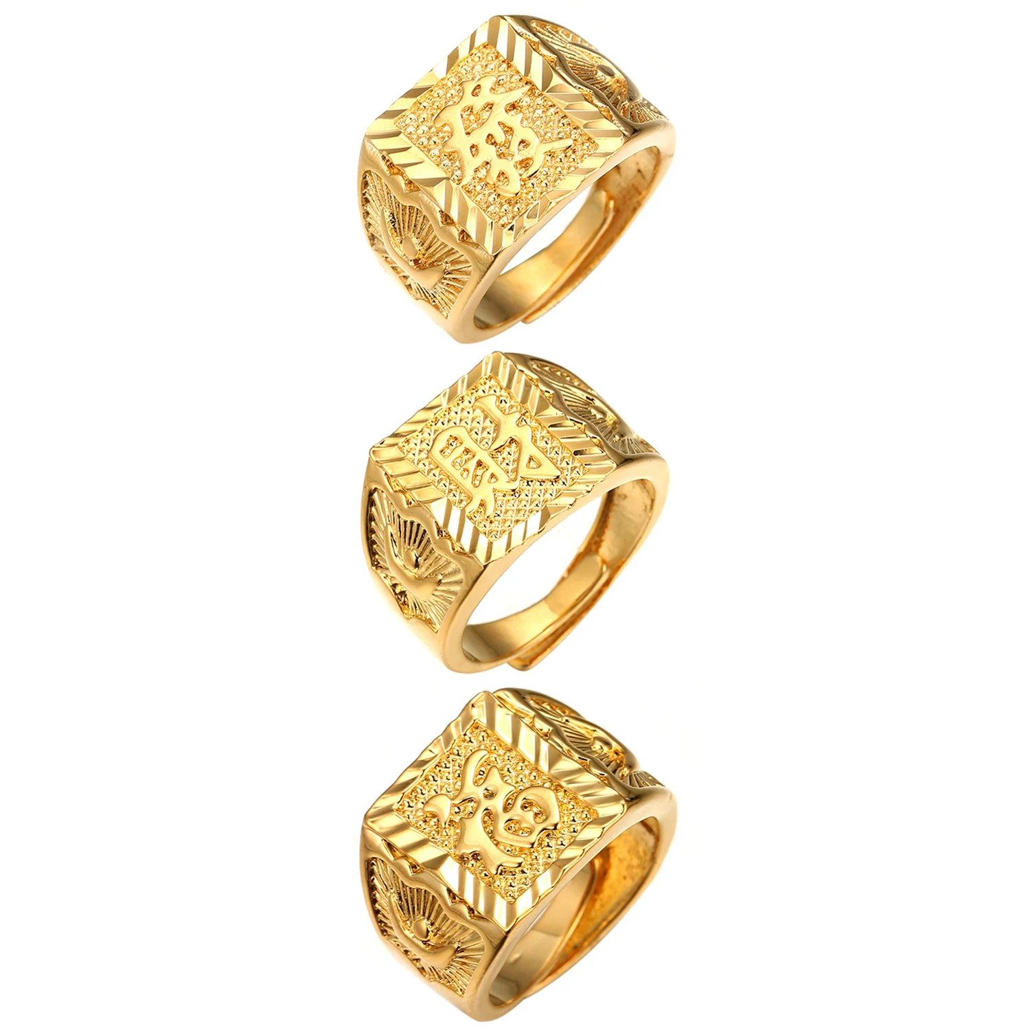 

BONISKISS Men's Ring Gold Wish Jewelry Brass Adjustable Jewelry Free Giftbox Male Ring Cool Decoration For Man Anillos Wholesale