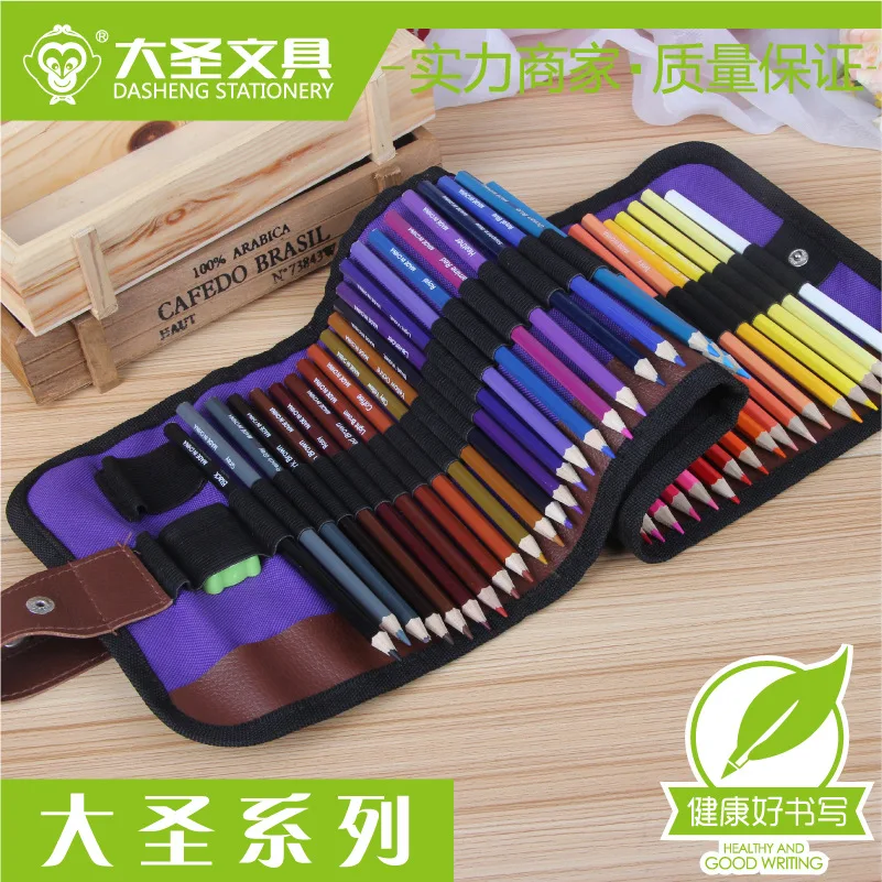 

New rollable canvas bag with colored pencils 50 colors Hexagon pen student painting pen set