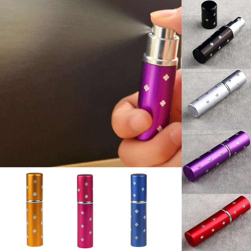 

5ml Portable Mini Aluminum Refillable Perfume Bottle Atomizer Diamond Flower Scent Pump Spray Cosmetic Container Travel Holder