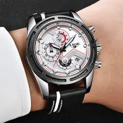 LIGE кварцевый хронограф Для мужчин часы Элитный бренд кожа Бизнес наручные Для мужчин Водонепроницаемый спортивные часы мужской Relogio Masculino