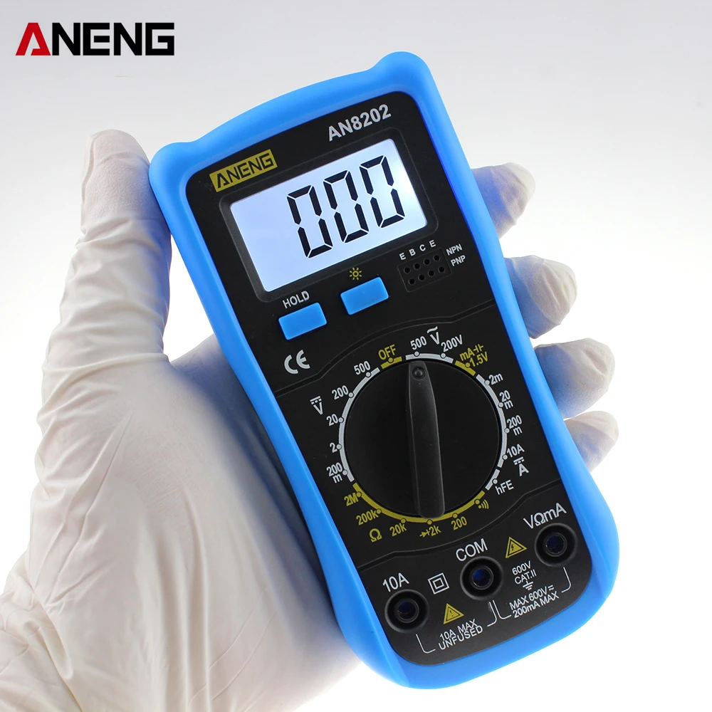 

New Professional ANENG AN8202 1999 Counts LCD Display Backlight Handheld Electric Multimeter AC / DC Ammeter Voltmeter
