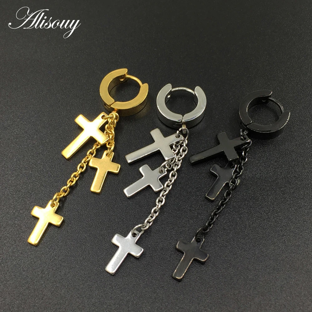 Alisouy, 1 пара, мужские, женские, нержавеющая сталь, висячие серьги-клипсы, серьги-гвоздики в стиле панк для мужчин