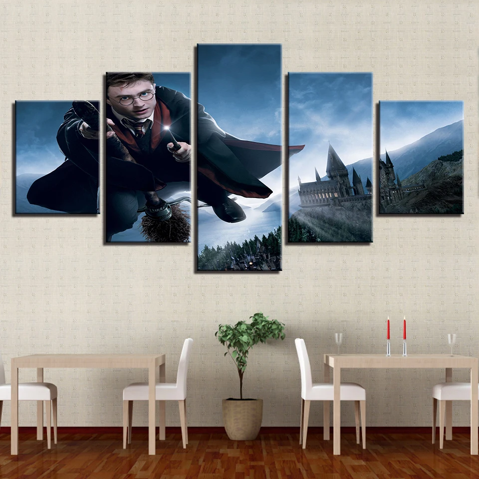 Large Poster HD Printed Painting Canvas Home Decor 5 Panel Harry Potter