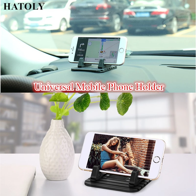 

Universal Mobile Phone Holder Desktop Stand Bracket Anti-Slip Soft Silicone Smartphone Kickstand Car Dashboard Holder Support ^