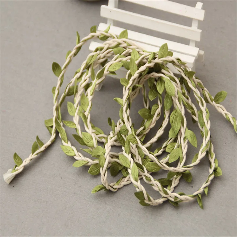 5M Natural Jute Burlap Twine String with Leaf Wedding Decoration DIY