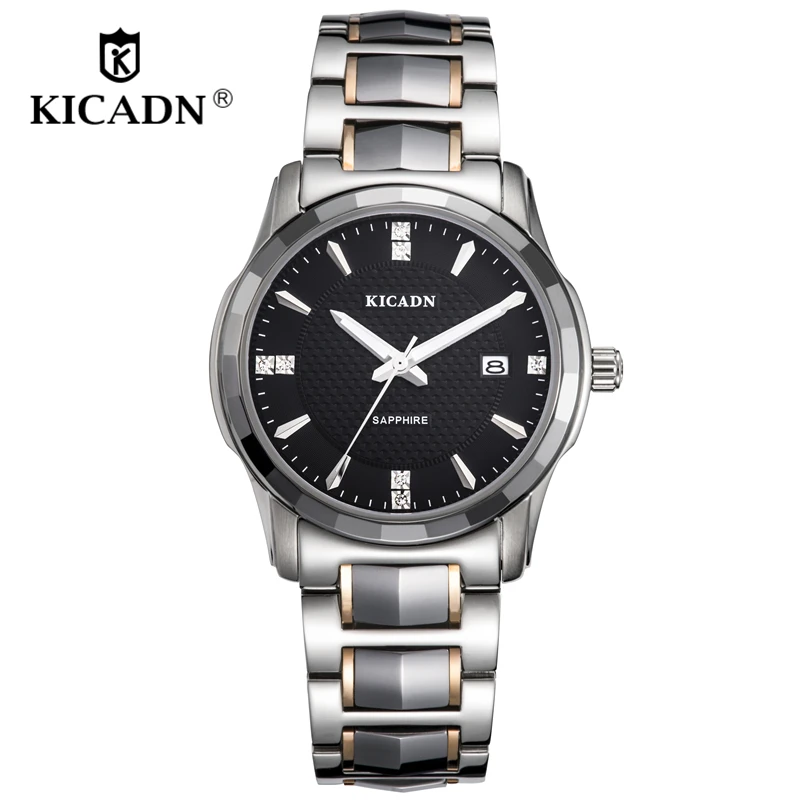 KICADN Fashion Couple Watch Luxury Brand Elegance Ladies Watch Men Gentleman Dress Quartz Wrist Watch Steel Waterproof Lovers