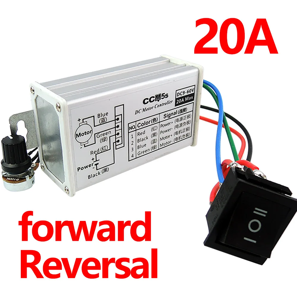 Online Shop Free Shipping PWM motor speed controller 12V24V36V48V 20A DC motor variable speed reverse switch | Aliexpress Mobile