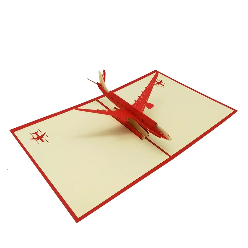 3D Pop Up Invitation Card Airplane Greeting Cards Christmas Birthday Valentine Invitation Thank You Cards Thanksgiving Gift Card - Цвет: aircraft red