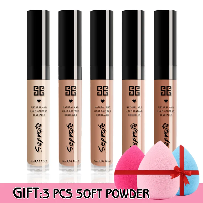 

SEPROFE Makeup Concealer 5ML Beauty Full Coverage Liquid Concealer Convenient Make Up Concealer Cream For Face And powder puff