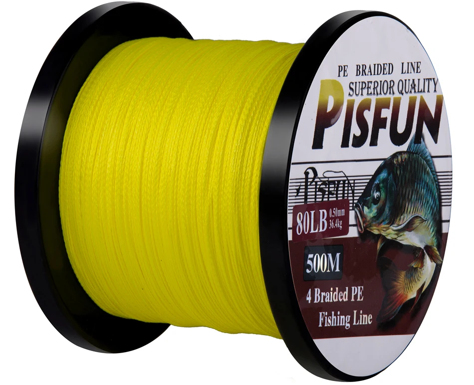 Pisfun 500 м леска супер мощность Япония 4 нити Multifilament PE плетеная леска 12-80LB 6 цветов