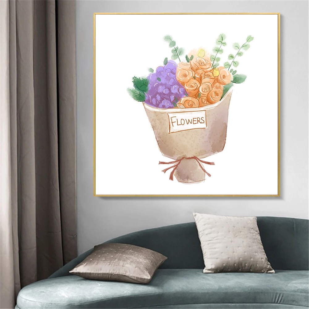 

Скандинавский искусство растения Акварельная живопись Красота цветок фотоподсолнух кухонное украшение Настенная картина для гостиной