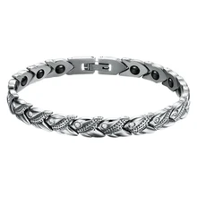 Титановый Серебряный браслет для мужчин с антирадиационным магнитом