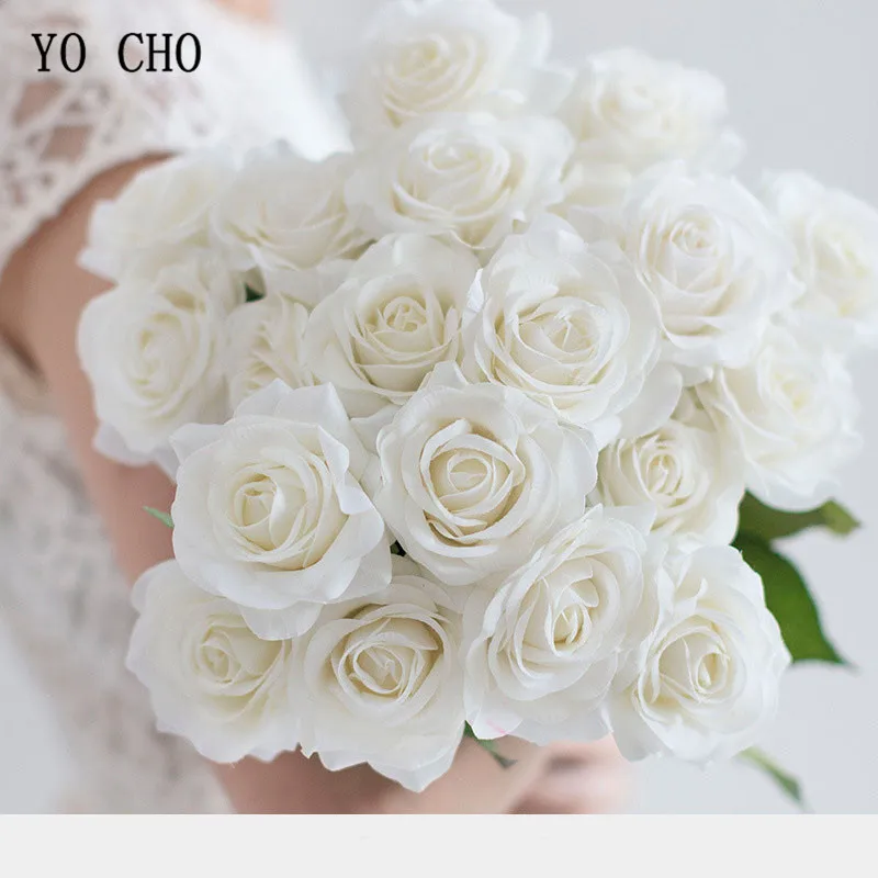 Artificial Flower Head Pink Rose Silk Flower Artificial Roses for Wedding Home Garden Decoration Fake Flower Bouquet  (3)