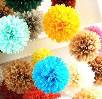 

Diameter 20cm 500pcs Paper PomPom Tissue Flower Balls For Home Wedding Party Car Room Decoration Mariage Pompon Crafts Supplies