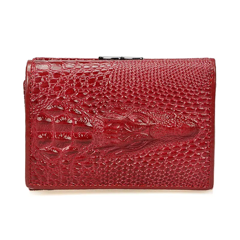 

Royal Short Genuine Leather Women Female Shining Alligator Wallet 3 Fold Zipper Coin Pocket Billeteras Mujer Purse Wallet Women