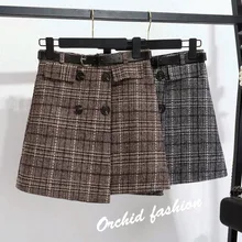 Fashion Plaid Woolen Skirt Female 2019 New High Waist Skirt A-Line Natural Plaid Casual Cotton Fashion Plaid Woolen Skirt Female 2019 New High Waist Skirt A-Line Natural Plaid Casual Cotton
