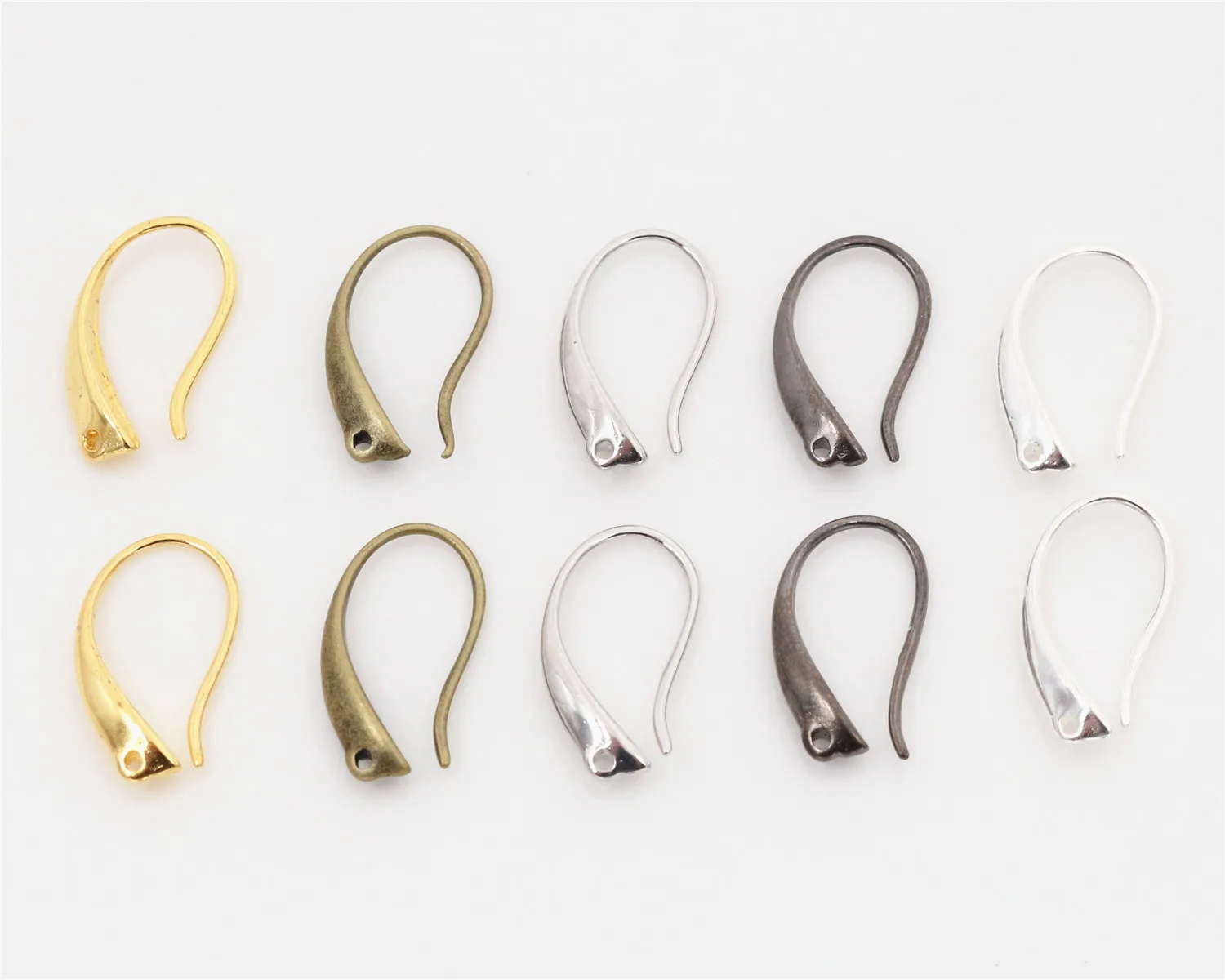 

High Quality 18x9mm 20pcs Classic 5 Colors Plated Brass French Earring Hooks Wire Settings Base Settings Whole Sale