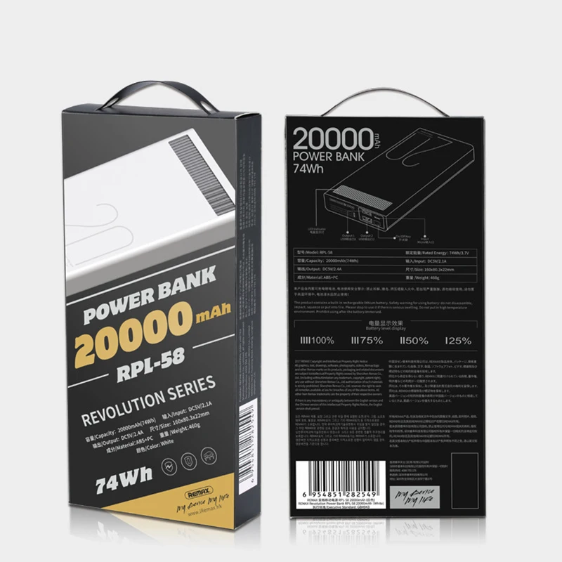 Remax 2.4A Быстрая зарядка 20000 мАч Pover Bank Dual USB быстрая портативные внешние