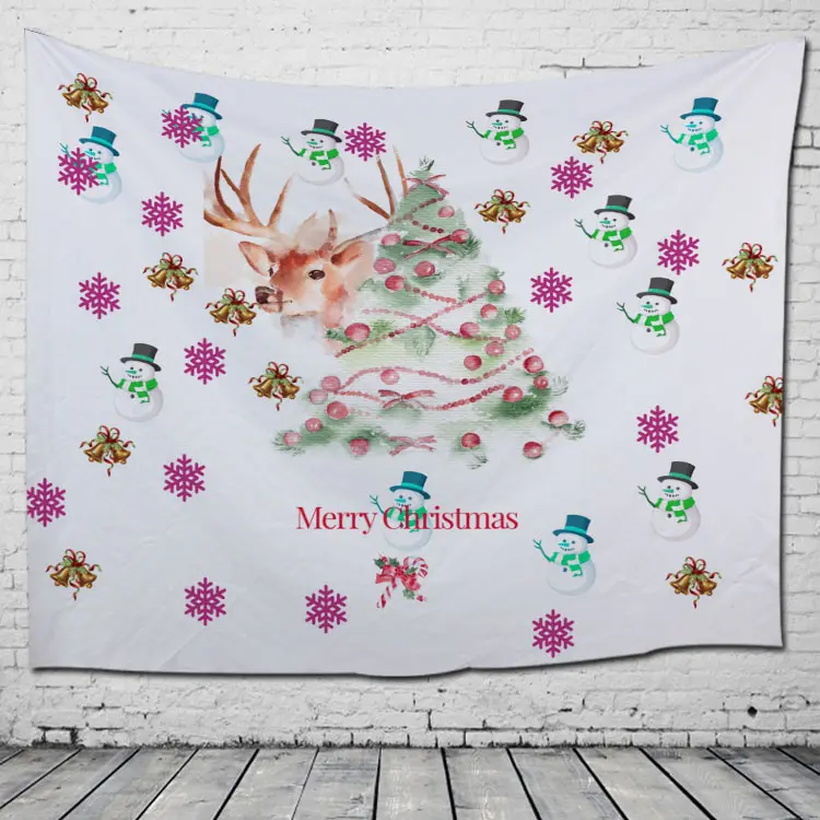 MERRY CHRISTMAS AND CHRISTMAS DEER Tapestries Hanging Wall Tapestry Landscape Wallpaper Wall Art 