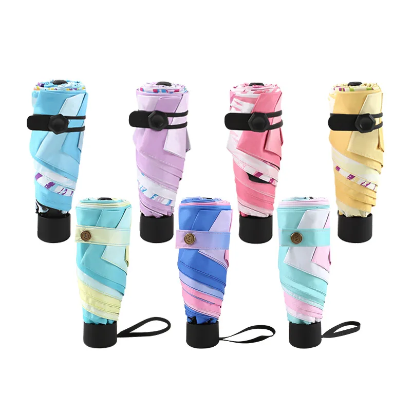 YADA Pocket Mini Seaweed Umbrellas Folding Male Gradient Colorful Umbrella Rain For Womens UV Windproof Foldable Umbrella YS662