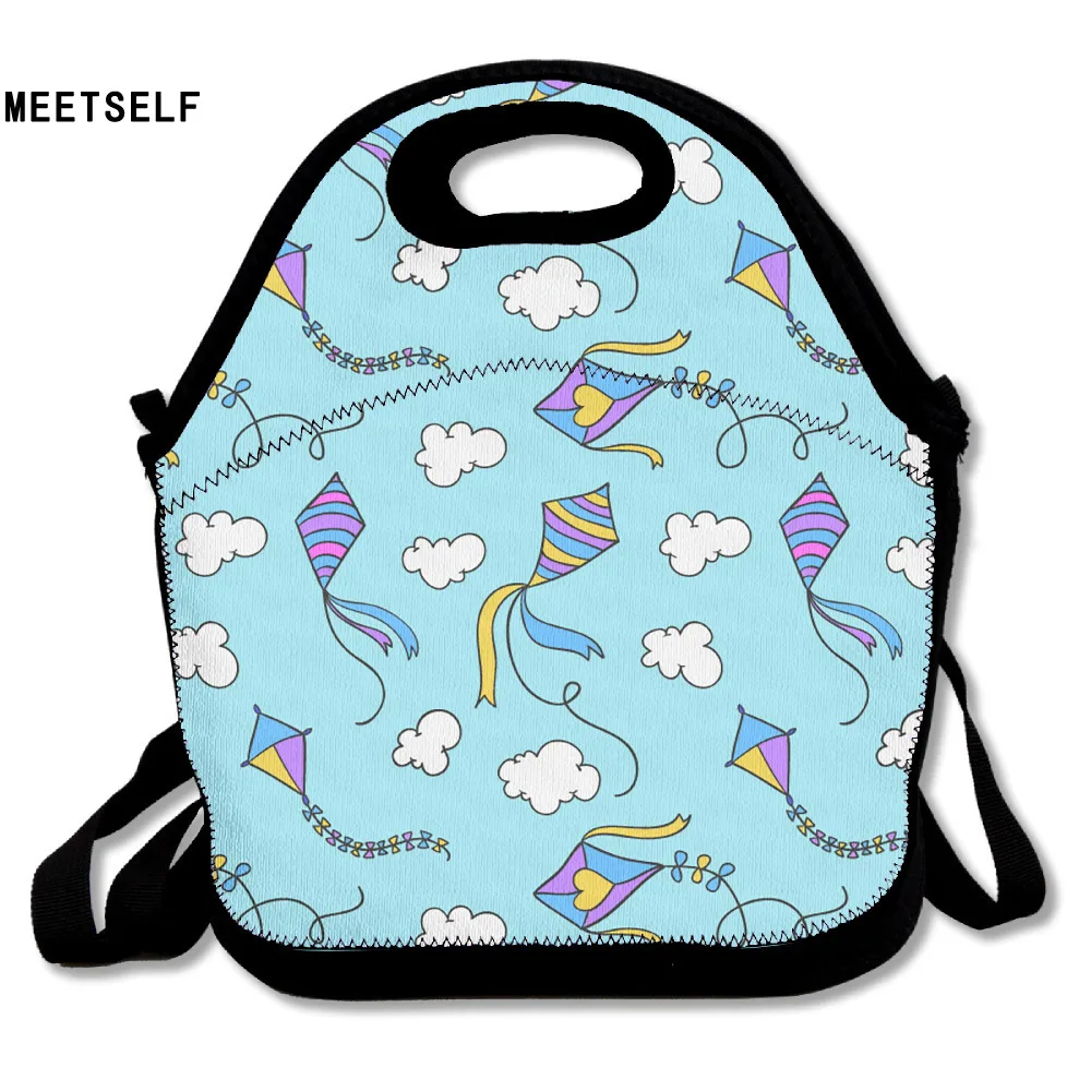 SAMCUSTOM 3D Print Kites Pattern Lunch Bags Insulated Waterproof Food