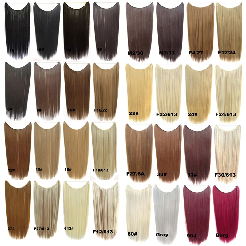 Flip In Synthetic Heat Resistance Long Straight Hair Extensions Women Hairpieces ,22/55cm No Clips,50g,32 colors