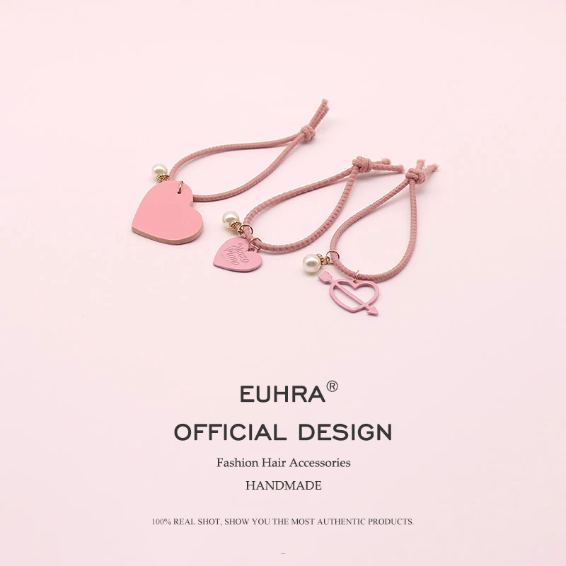 EUHRA 3 розовый цвет полосатый эластичный любовь синтетическая кожа для женщин девочек лента для волос Малыш Дети резинка головные уборы аксессуары