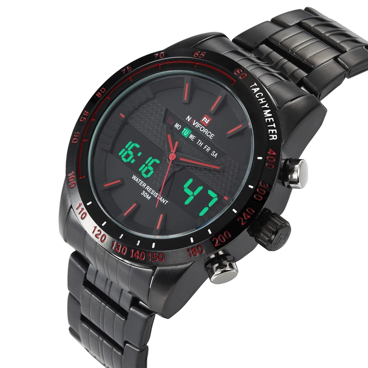 NAVIFORCE мужские часы лучший бренд класса люкс повседневные кварцевые часы мужские водонепроницаемые военные мужские часы из нержавеющей стали Relogio Masculino - Цвет: black red