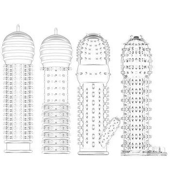 Extensions préservatif pénis Extender manchon mâle élargissement hommes retarder l'éjaculation coq anneau Extension vibrant gode couverture Sex Toy