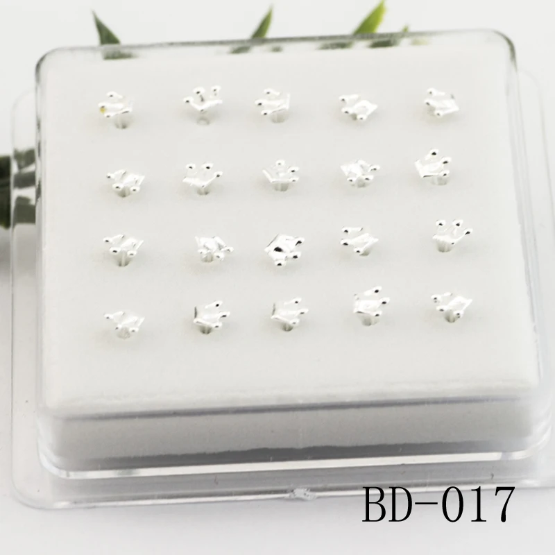 

20ps 925 sterling silver crown nose nail & nose rings Classic contracted crown of silver nose The piercing jewelry