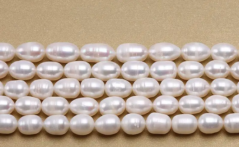 

Genuine AAA Natural Pearl 9x11mm white oval baroque freshwater pearl loose beads DIY gift one strands Hole Approx 1mm