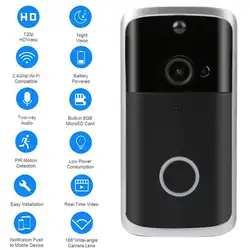 Wifi дверной звонок ночного видения Смарт IP видеосвязь видео дверной звонок, камера для квартиры ИК-сигнализация беспроводная камера