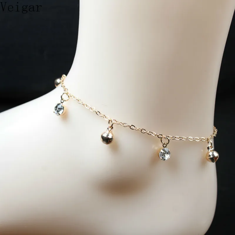 

2018 Summer Fashion Foot Jewelry Small Bell and Cubic Zircon Anklet Bracelet on The Leg Tobilleras De Plata Para Mujer