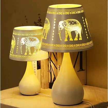 

Modern creative hollow yellow elephant pattern iron art Table Lamps Beautiful high translucent E27 lamp for bedside ZLTD017