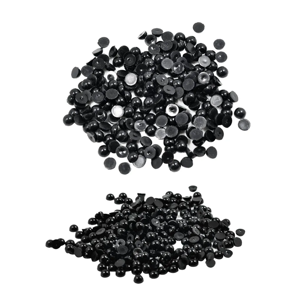 500pcs Mixed Sizes Black Flat Back Cabochons Half-Round Pearl For Wedding Decors Jewelry Making Clothe Sewing