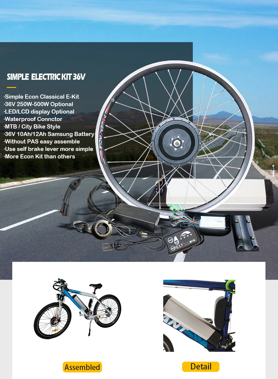 Discount Best Price $217 Electric Bike Kit 36V 250W-500W ebike Conversion Kit with Battery for 20" 26" 700C(28") Motor Wheel Ebike e bike 0