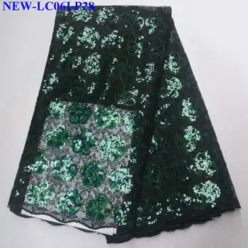 

High Quality Sequence Lace Fabric Fashion Organza Lace Fabric 2019 African Lace Fabrics with Sequins for Party Dress JC002