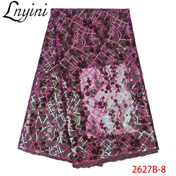 

High Quality Sequins Lace Fabrics Wholesale French Tulle Mesh Lace with Sequins Organza Lace Fabric for Wedding Party L2627B-8